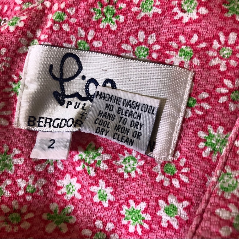 VTG Lilly Pulitzer Bergdorf Goodman Dress 2 Cotton Pink Floral Tank Sleeveless - Picture 3 of 12
